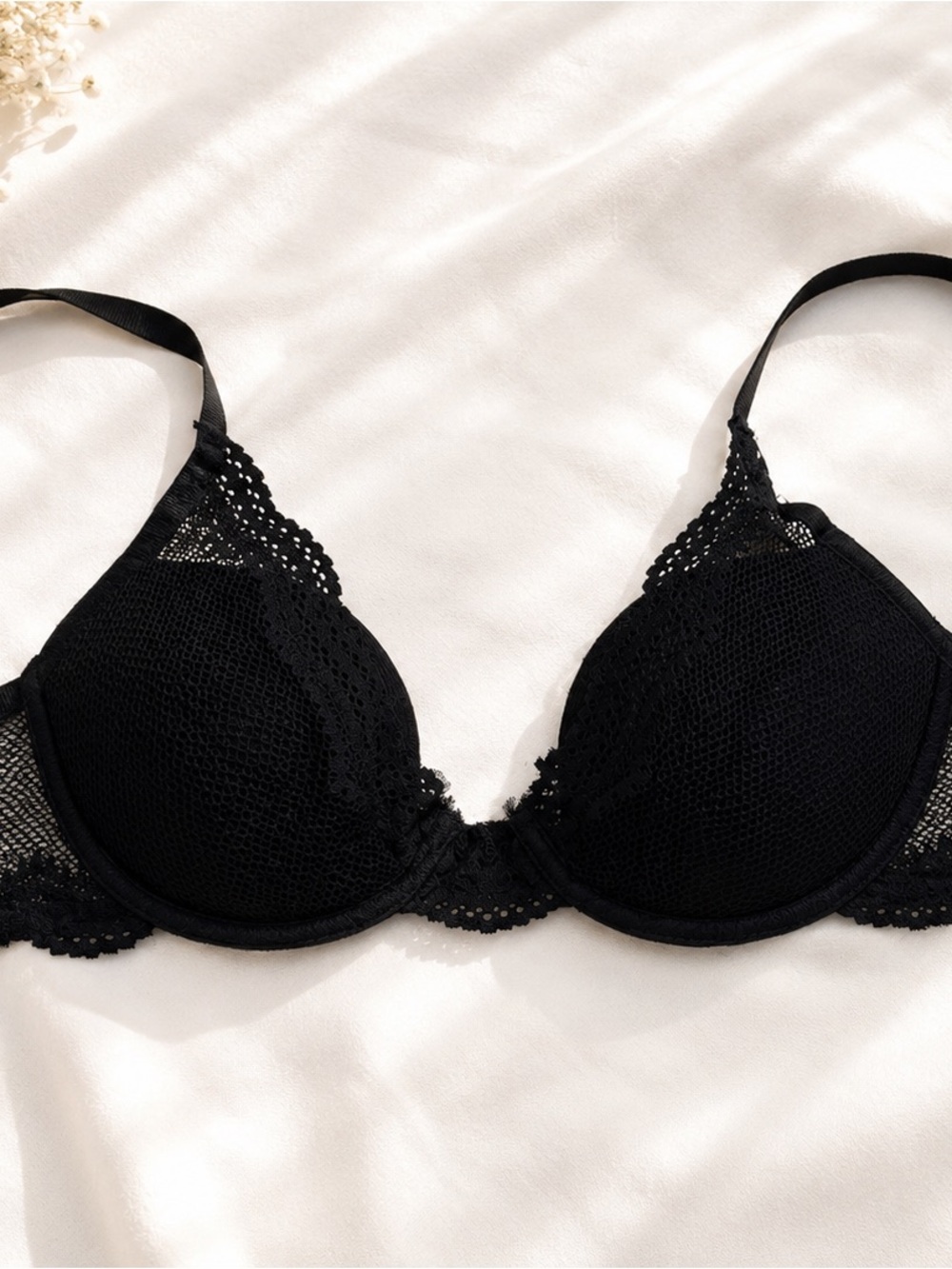 Pepper Black Lace Mesh Underwire Bra 34A